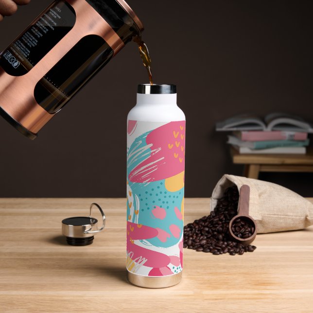 Colourful Abstract Water Bottle (Coffee)