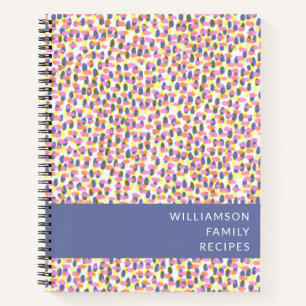 Colourful Abstract Watercolor Dots Custom Recipe Notebook