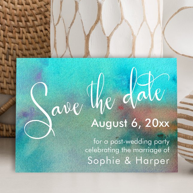 Colourful Abstract Watercolor Elaborate Script Save The Date (Creator Uploaded)