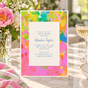 Colourful Abstract Watercolor Floral Bridal Shower Invitation