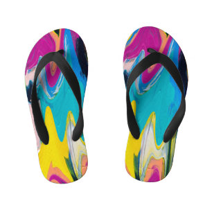 Colourful abstract, watercolor motion blur. kid's flip flops