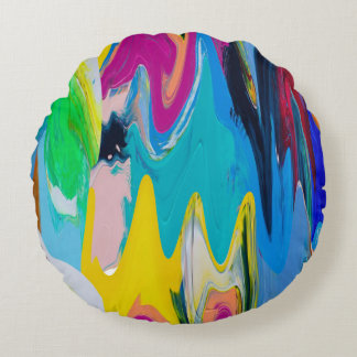 Colourful abstract, watercolor motion blur. round pillow
