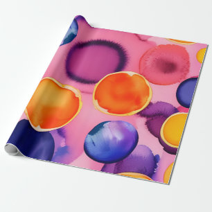 Colourful Abstract Watercolor Spotted Pattern Wrapping Paper