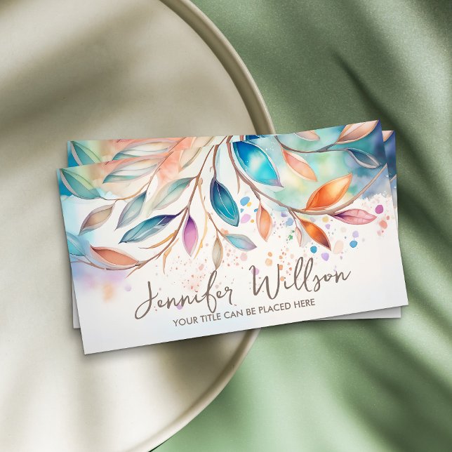 Colourful Abstract Watercolor Tree Art  Business Card (Creator Uploaded)