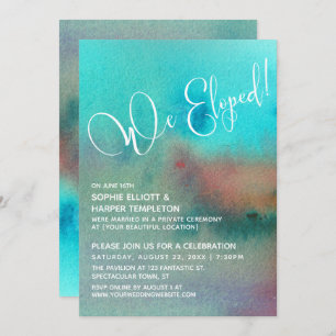 Colourful Abstract Watercolor We Eloped Script Invitation