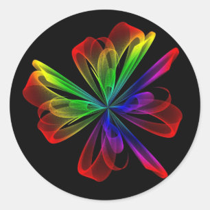 Colourful Abstract Wave Classic Round Sticker