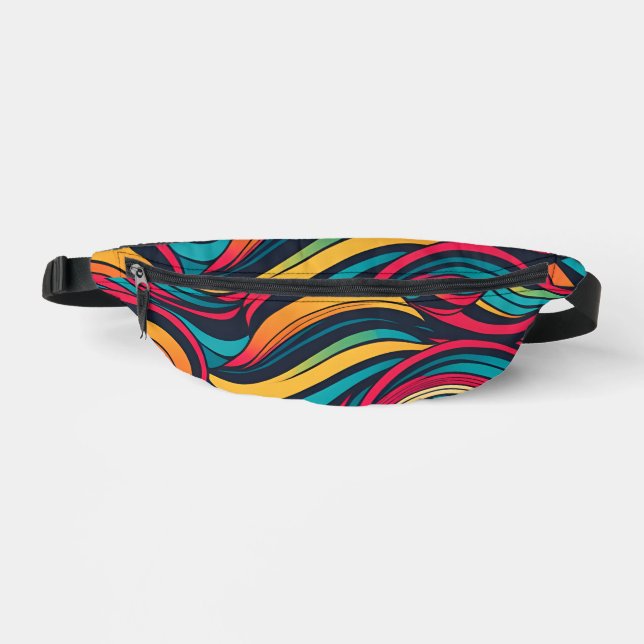 Colourful Abstract Wave Pattern Fanny Pack (Front)
