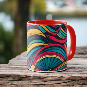 Colourful Abstract Wave Pattern Mug