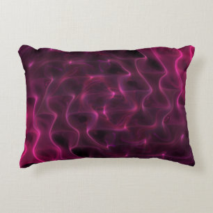 Colourful Abstract Waves Black Background Accent Pillow