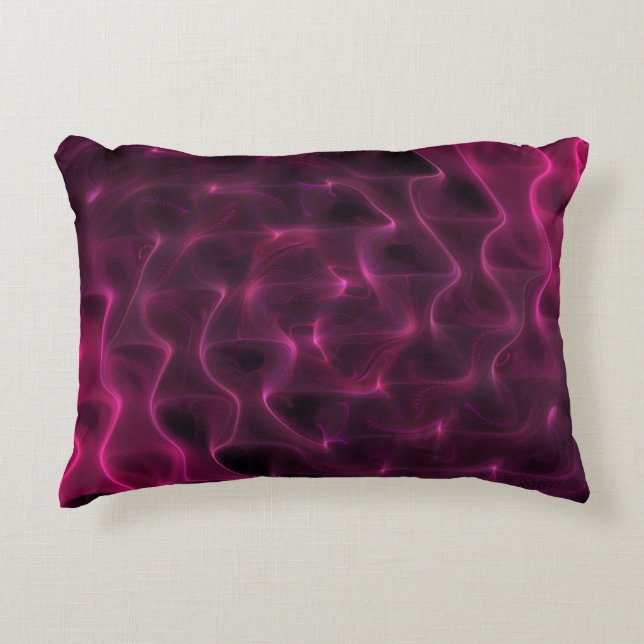 Colourful Abstract Waves Black Background Accent Pillow (Front)