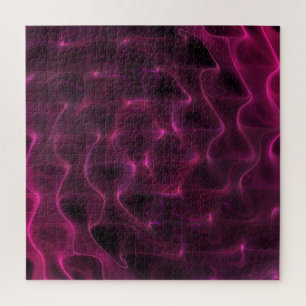 Colourful Abstract Waves Black Background Jigsaw Puzzle