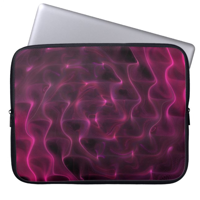Colourful Abstract Waves Black Background Laptop Sleeve (Front)