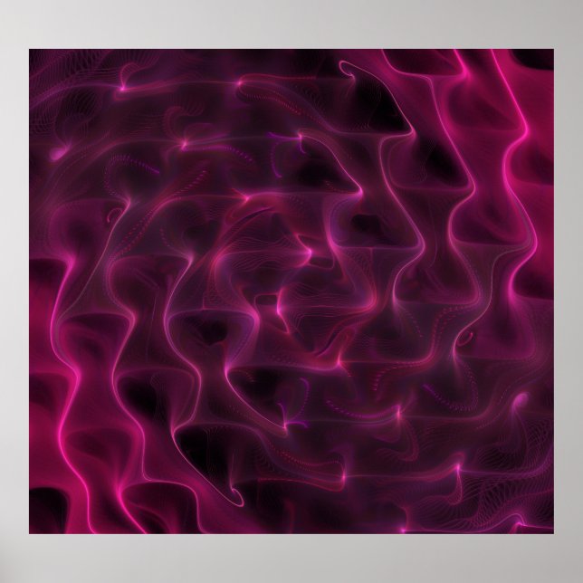 Colourful Abstract Waves Black Background Poster (Front)