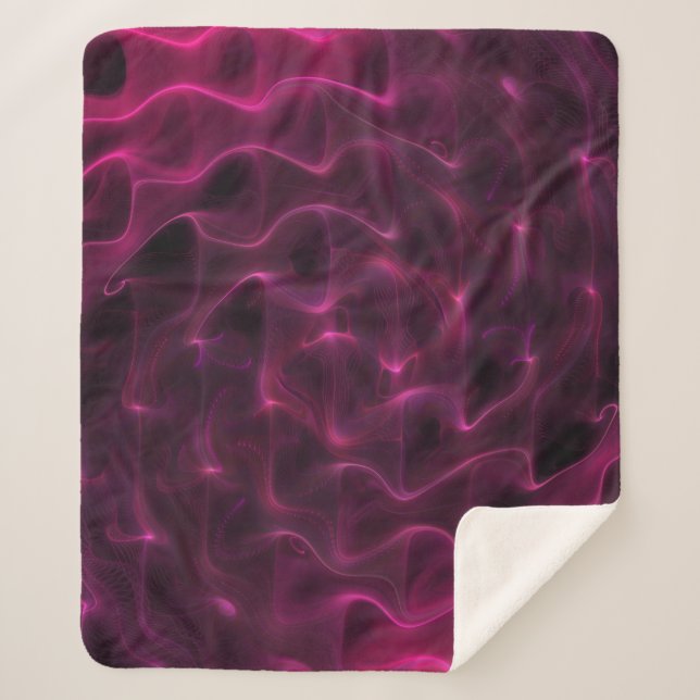 Colourful Abstract Waves Black Background Sherpa Blanket (Front)
