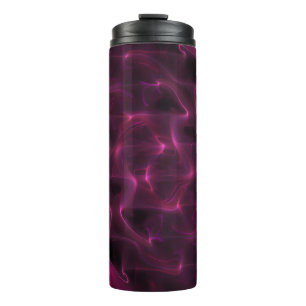 Colourful Abstract Waves Black Background Thermal Tumbler