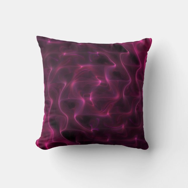Colourful Abstract Waves Black Background Throw Pillow (Front)