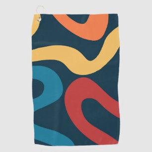 Colourful abstract waves golf towel