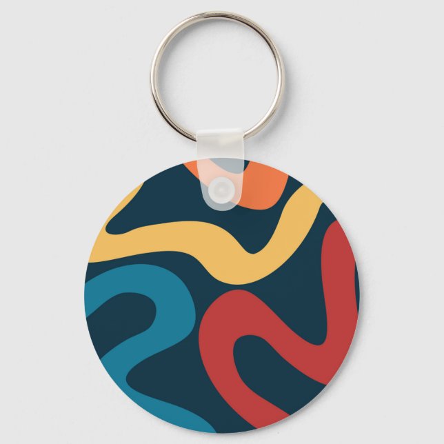 Colourful abstract waves keychain (Front)