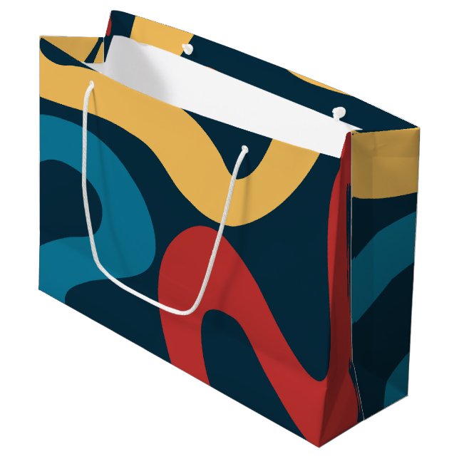 Colourful abstract waves large gift bag (Front Angled)