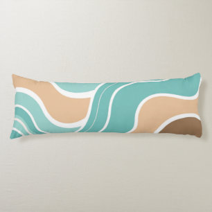 Colourful abstract wavy blue orange brown body pillow
