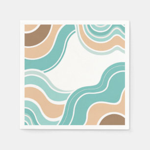 Colourful abstract wavy blue orange brown napkin