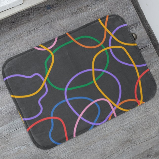 Colourful Abstract Wavy Lines Pattern Bath Mat (Creator Uploaded)