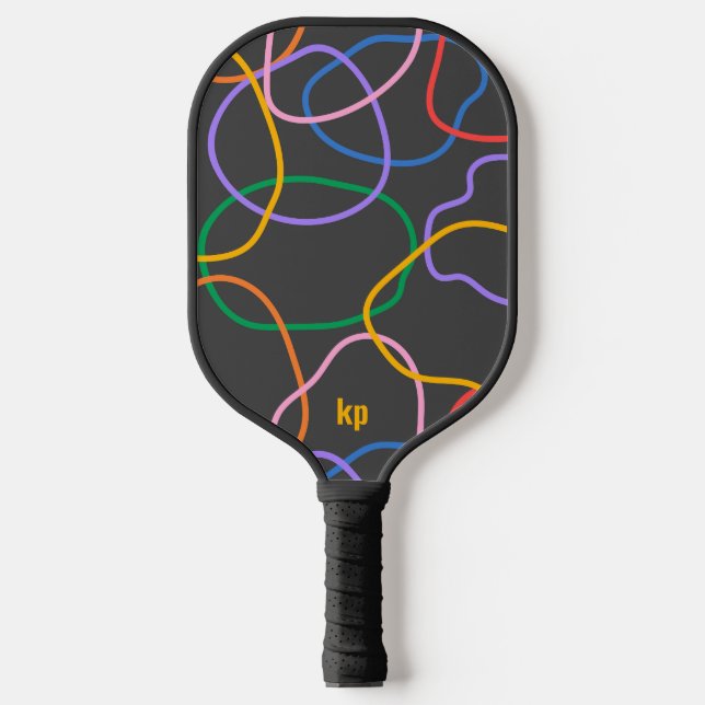 Colourful Abstract Wavy Lines Pattern Pickleball Paddle (Front)