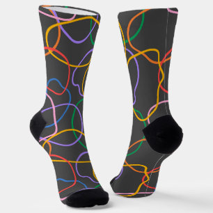 Colourful Abstract Wavy Lines Pattern Socks