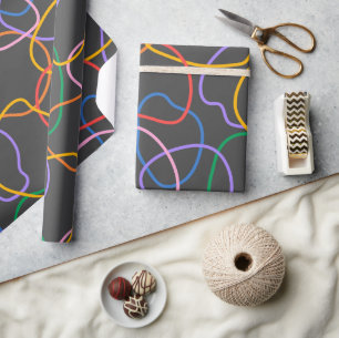 Colourful Abstract Wavy Lines Pattern Wrapping Paper