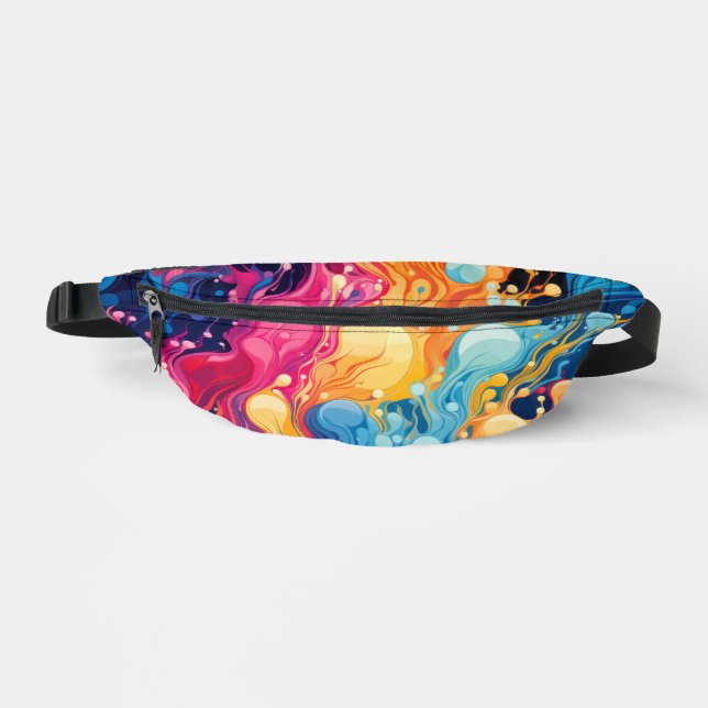 Colourful Abstract Wavy Pattern Fanny Pack (Front)