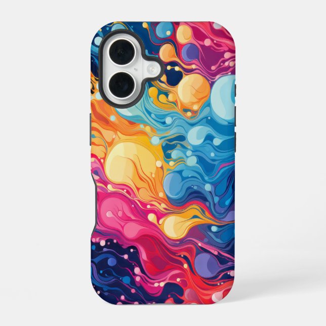 Colourful Abstract Wavy Pattern iPhone 16 Case (Back)