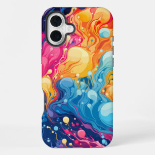 Colourful Abstract Wavy Pattern iPhone 16 Plus Case