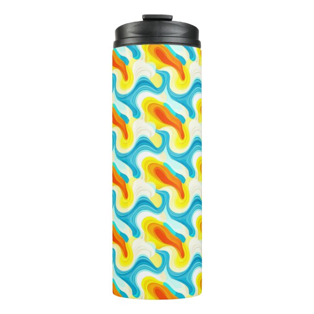 Colourful Abstract Wavy Pattern Thermal Tumbler (Front)