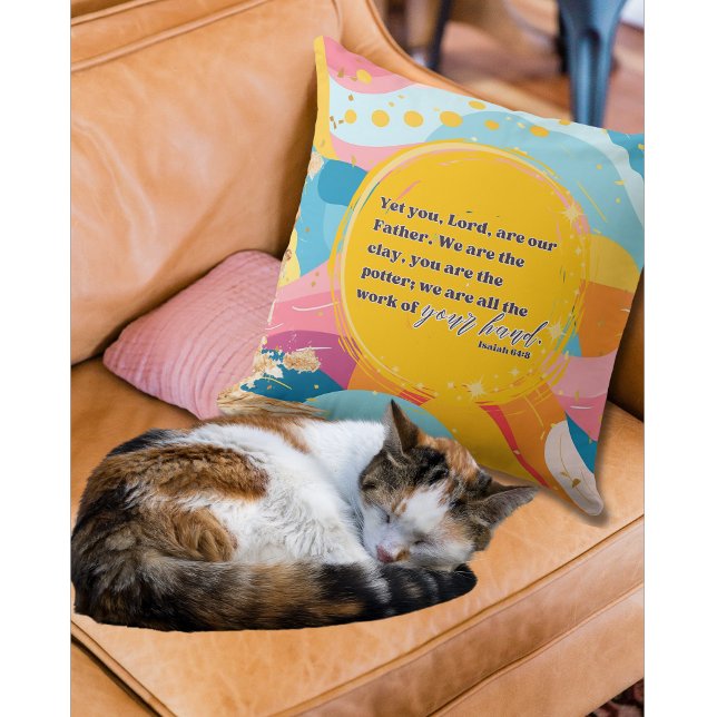 Colourful Abstract We Are The Clay Christian Faith Throw Pillow (Creator Uploaded)