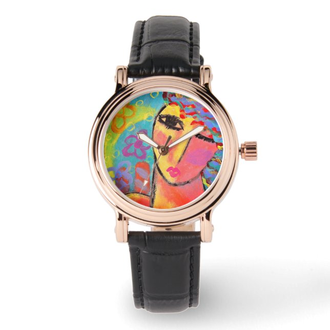 Colourful Abstract Wearable Art Watch (Front)