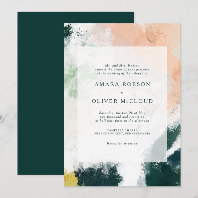 Colourful Abstract Wedding Invitation (Front/Back)