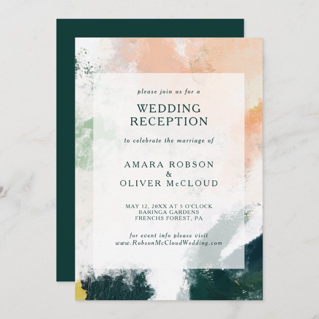 Colourful Abstract Wedding Reception Invitation (Front/Back)