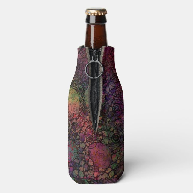 Colourful abstract with grungy circles bottle cooler (Bottle Back)