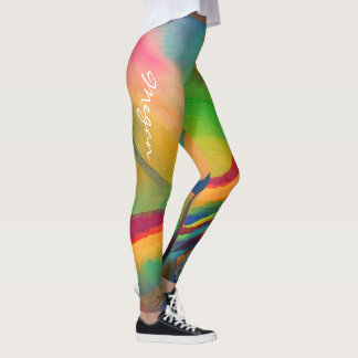 Colourful Abstract with Name - Leggings