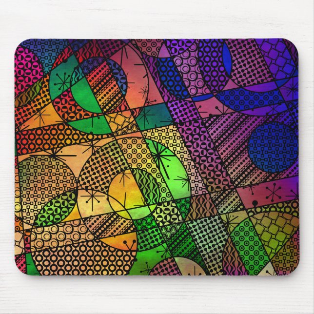 Colourful Abstract with Textures & Patterns Mouse Pad (Front)