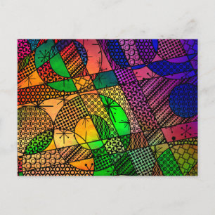 Colourful Abstract with Textures & Patterns Postcard