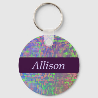 Colourful Abstract With Your Name Keychain