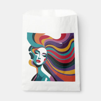 Colourful Abstract Woman with Flowing Hair Art Favour Bag