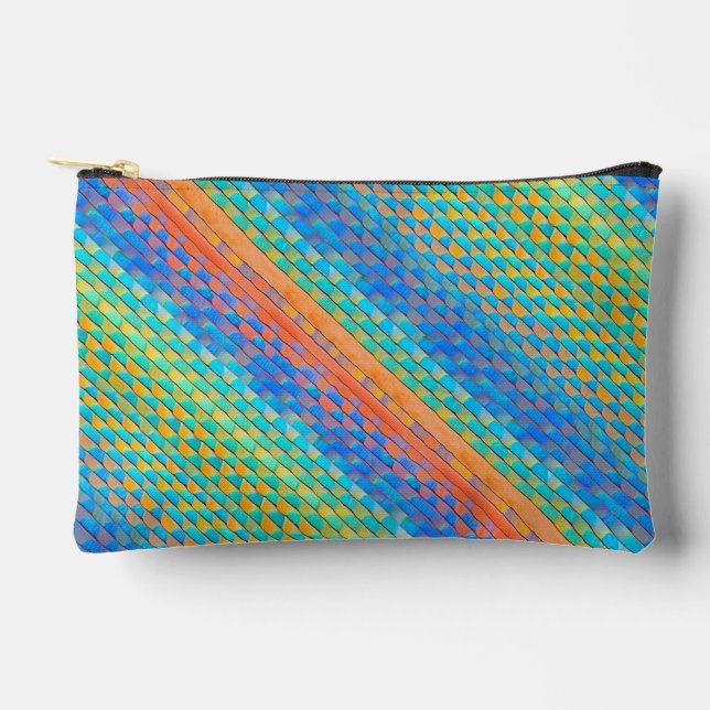 Colourful Abstract Woven Digital Pattern Accessory Pouch (Front)