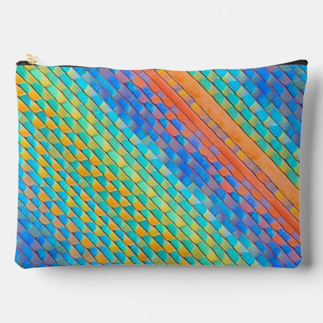 Colourful Abstract Woven Digital Pattern Accessory Pouch (Front)
