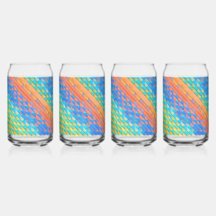 Colourful Abstract Woven Digital Pattern Can Glass