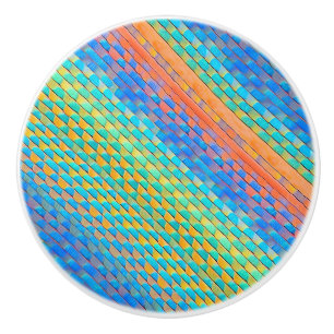 Colourful Abstract Woven Digital Pattern Ceramic Knob