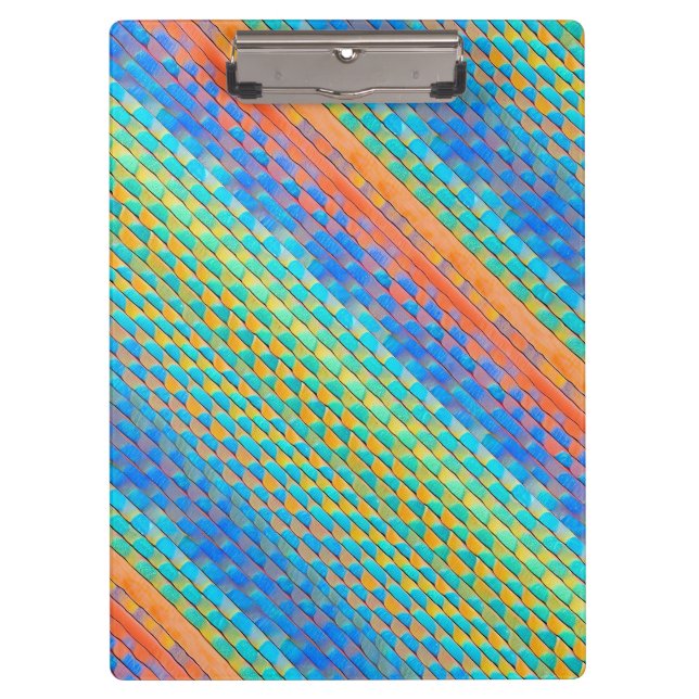 Colourful Abstract Woven Digital Pattern Clipboard (Front)