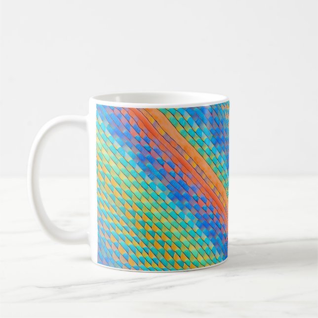 Colourful Abstract Woven Digital Pattern Coffee Mug (Left)