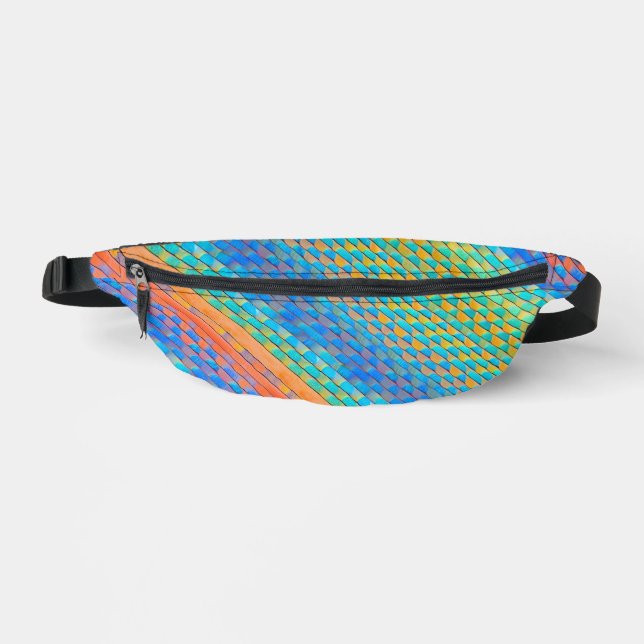 Colourful Abstract Woven Digital Pattern Fanny Pack (Front)